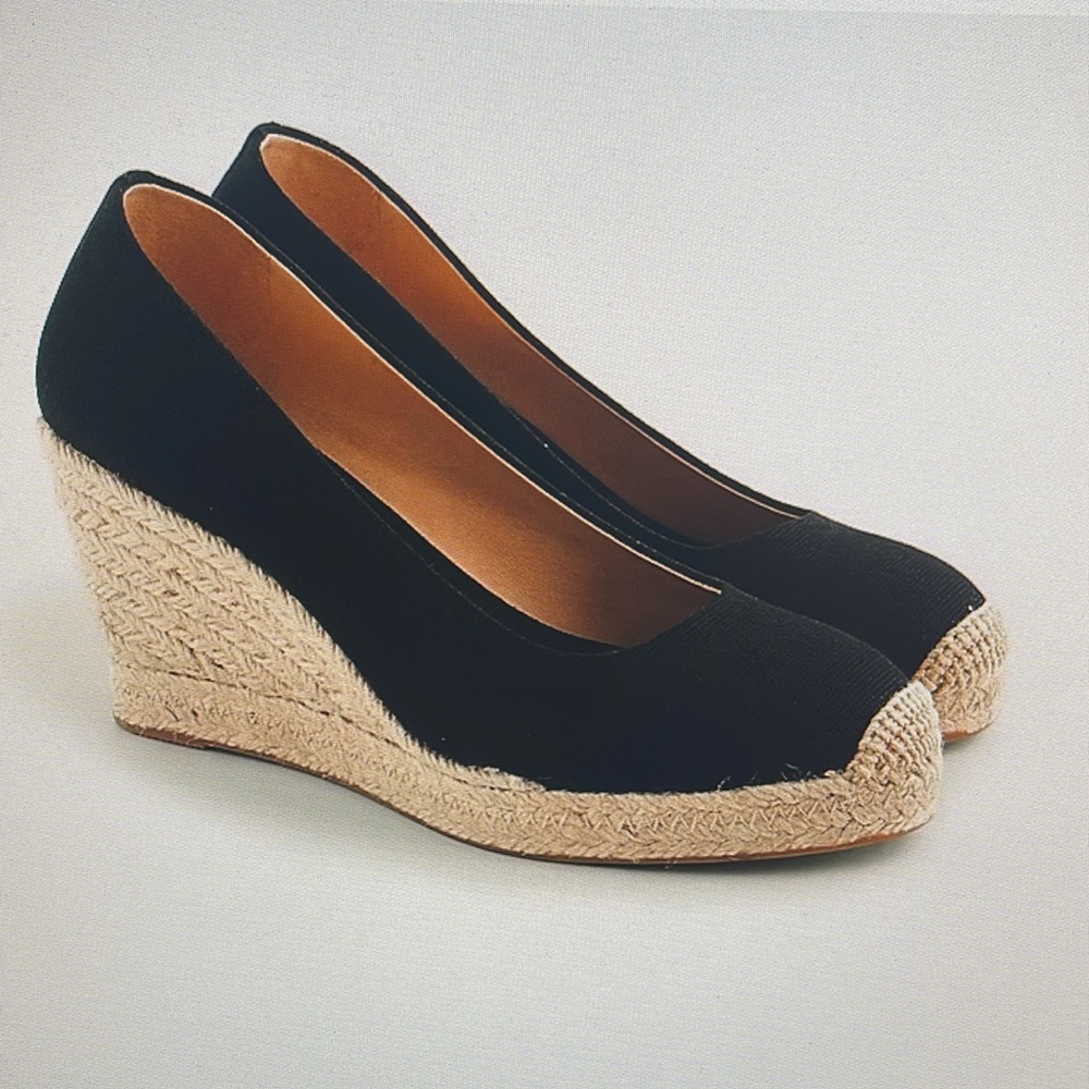 J. Crew - Seville Espadrilles Wedge In Black Canvas Sandals